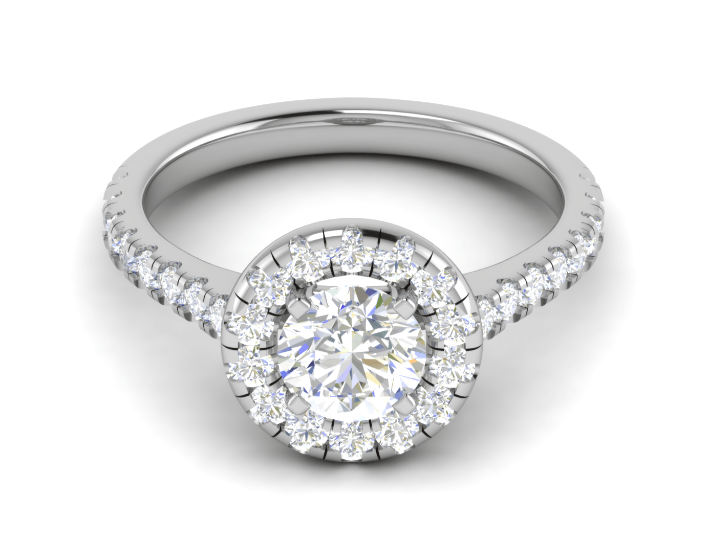 Jewelove™ J VS / Women's Band only 1 Carat Solitaire Halo Diamond Shank Platinum Ring JL PT RH RD 103