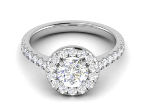 Jewelove™ J VS / Women's Band only 1 Carat Solitaire Halo Diamond Shank Platinum Ring JL PT RH RD 103