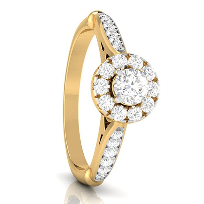 Jewelove™ Rings Women's Band only / VS J 1-Carat Solitaire Halo Diamond Shank Yellow Gold Ring JL AU G 103Y-C