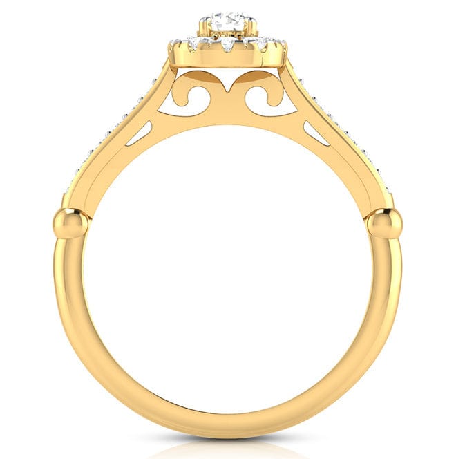 Jewelove™ Rings Women's Band only / VS J 1-Carat Solitaire Halo Diamond Shank Yellow Gold Ring JL AU G 103Y-C