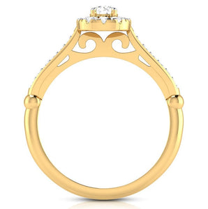 Jewelove™ Rings Women's Band only / VS J 1-Carat Solitaire Halo Diamond Shank Yellow Gold Ring JL AU G 103Y-C