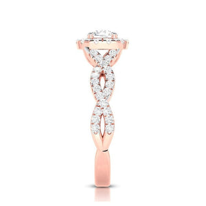 Jewelove™ Rings Women's Band only / VS J 1-Carat Solitaire Halo Diamond Twisted Shank 18K Rose Gold Ring JL AU G 101R-C