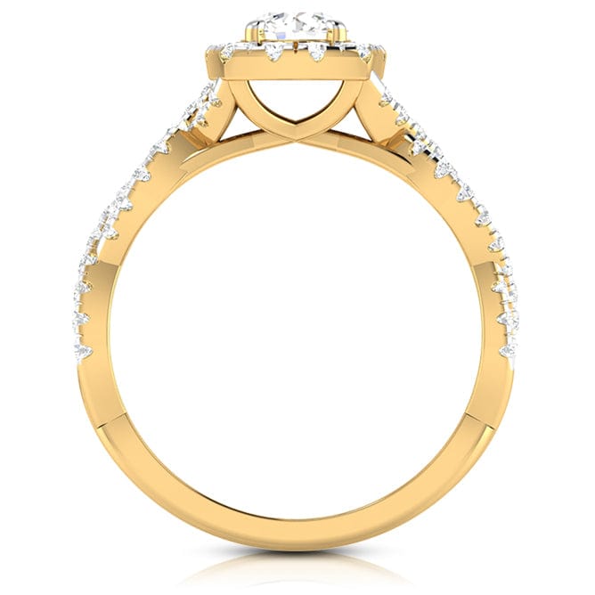 Jewelove™ Rings Women's Band only / VS J 1-Carat Solitaire Halo Diamond Twisted Shank 18K Yellow Gold Ring JL AU G 101Y-C