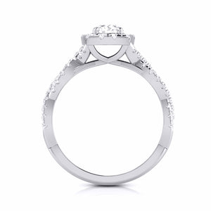 Jewelove™ Rings J VS / Women's Band only 1-Carat Solitaire Halo Diamond Twisted Shank Engagement Ring for Women JL PT G 101-C