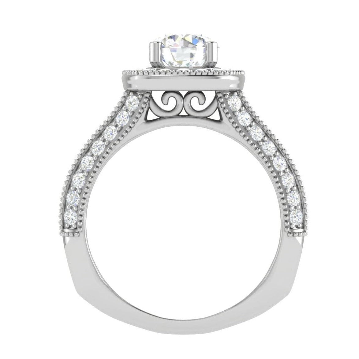 Jewelove™ Rings J VS / Women's Band only 1-Carat Solitaire Halo Platinum Split Shank Engagement Ring JL PT WB5982E-C