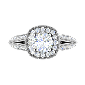 Jewelove™ Rings J VS / Women's Band only 1-Carat Solitaire Halo Platinum Split Shank Engagement Ring JL PT WB5982E-C