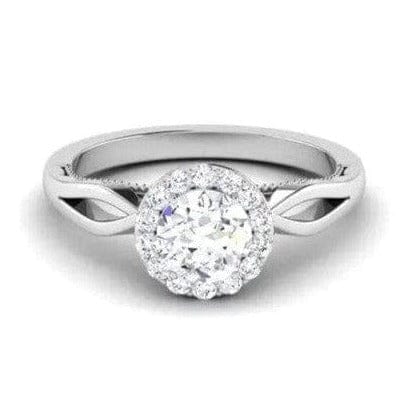 Jewelove™ Rings J VS / Women's Band only 1-Carat Solitaire Halo Platinum Twisted Shank Engagement Ring JL PT 6579-C