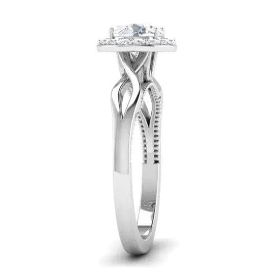 Jewelove™ Rings J VS / Women's Band only 1-Carat Solitaire Halo Platinum Twisted Shank Engagement Ring JL PT 6579-C