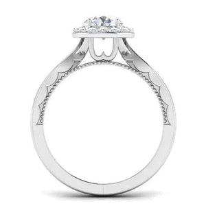 Jewelove™ Rings J VS / Women's Band only 1-Carat Solitaire Halo Platinum Twisted Shank Engagement Ring JL PT 6579-C