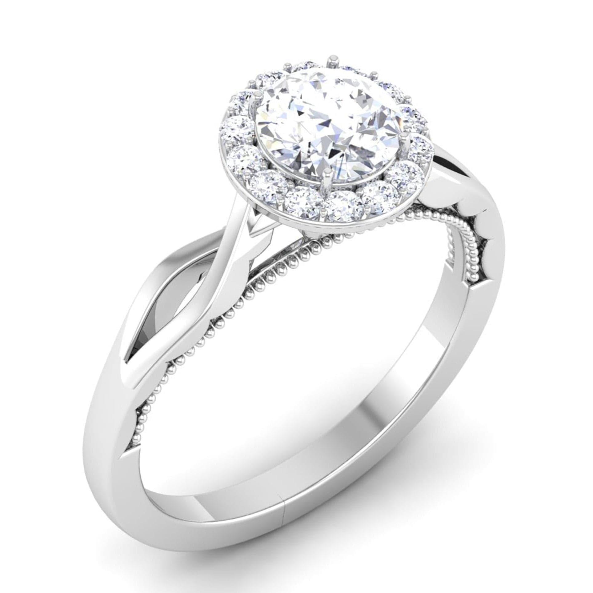 Jewelove™ Rings J VS / Women's Band only 1-Carat Solitaire Halo Platinum Twisted Shank Engagement Ring JL PT 6579-C