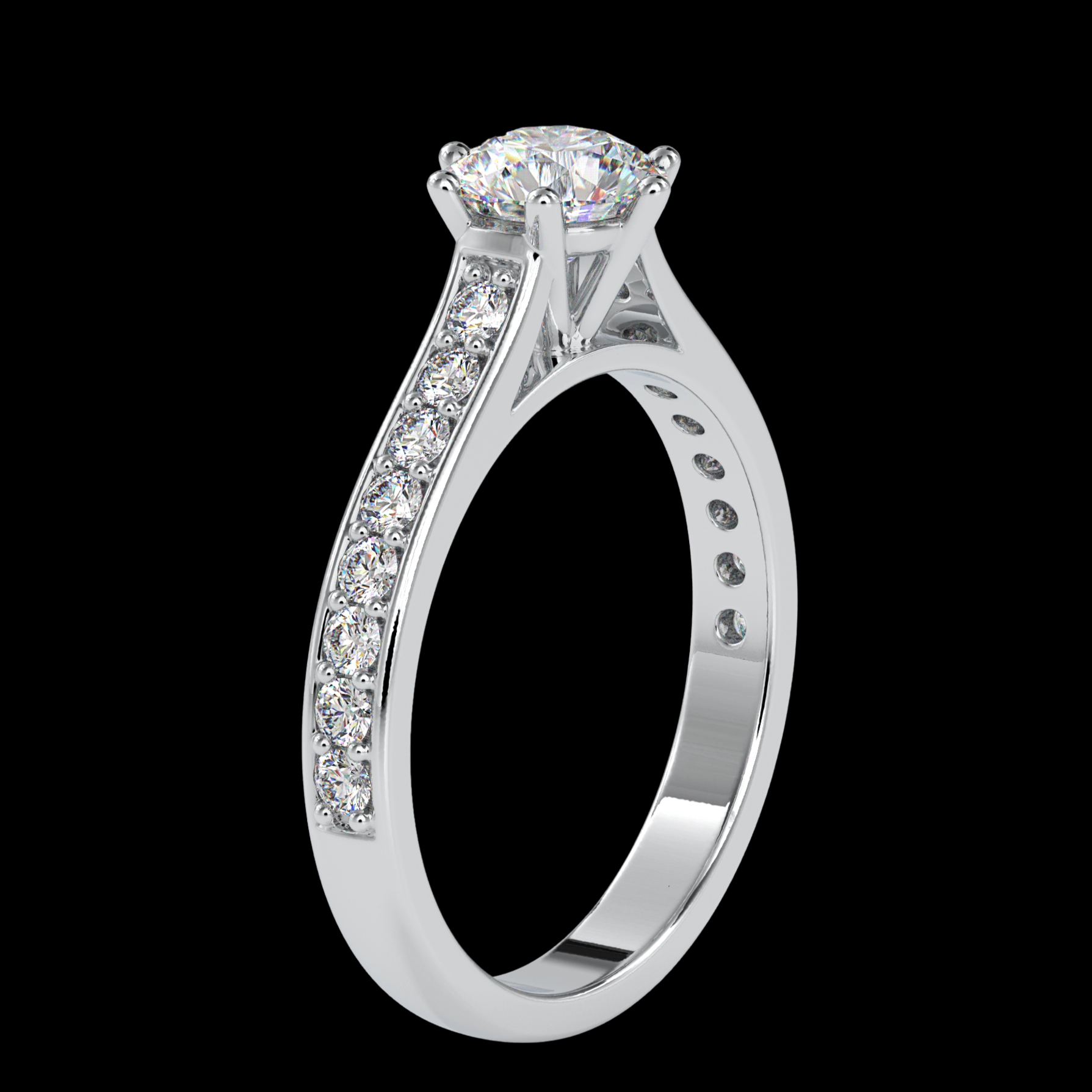 Jewelove™ Rings Women's Band only / VS J 1-Carat Solitaire Platinum Diamond Shank Engagement Ring JL PT 0027-C