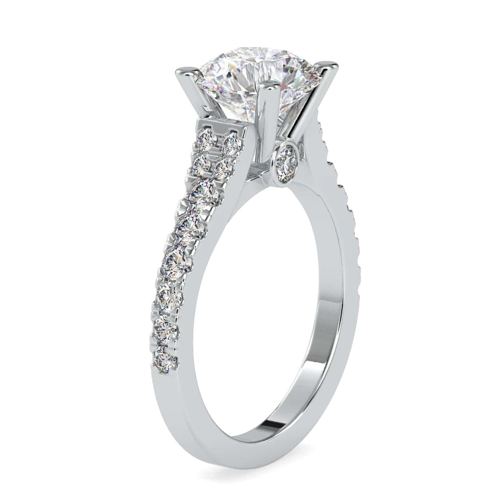 Jewelove™ Rings Women's Band only / VS J 1-Carat Solitaire Platinum Diamond Shank Engagement Ring JL PT 0100-C