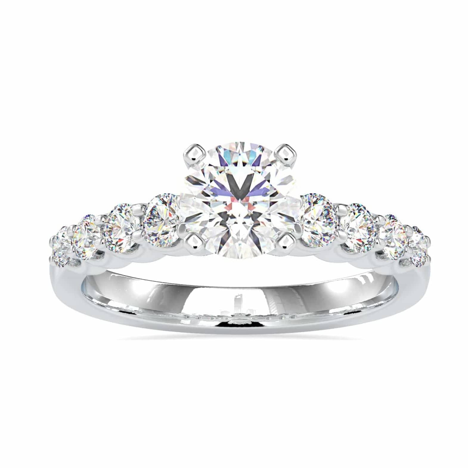 Jewelove™ Rings Women's Band only / VS J 1-Carat Solitaire Platinum Diamond Shank Engagement Ring JL PT 0119-C