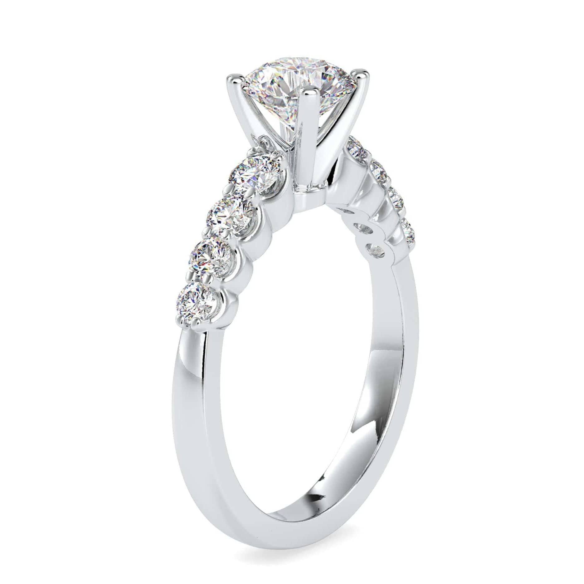 Jewelove™ Rings Women's Band only / VS J 1-Carat Solitaire Platinum Diamond Shank Engagement Ring JL PT 0119-C