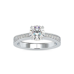 Jewelove™ Rings VS J / Women's Band only 1-Carat Solitaire Platinum Diamond Shank Ring JL PT 0166-C