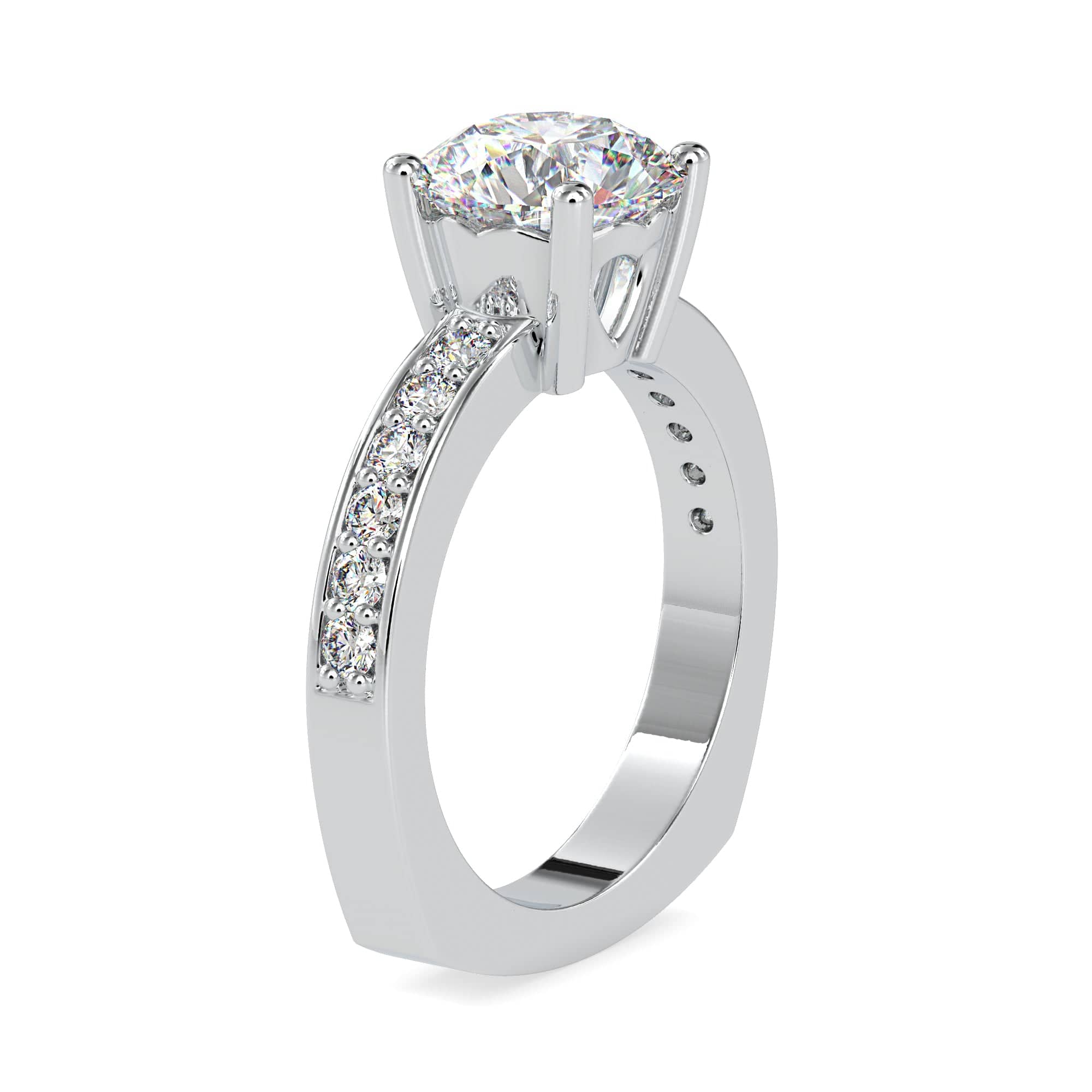 Jewelove™ Rings VS I / Women's Band only 1-Carat Solitaire Platinum Diamond Shank Ring JL PT 0167-C