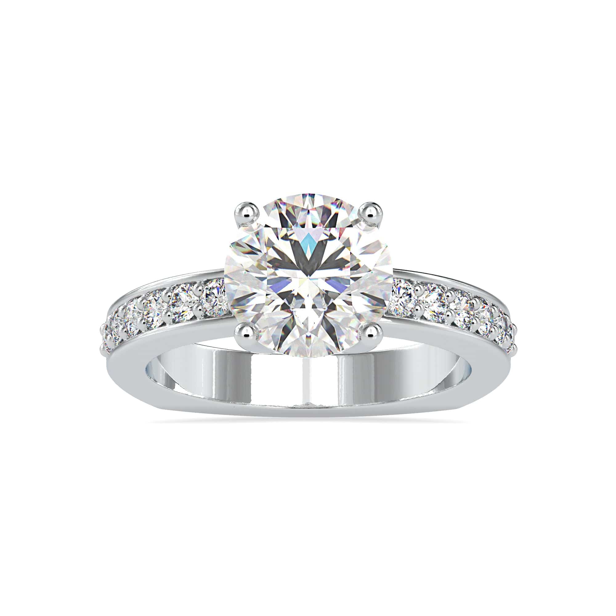 Jewelove™ Rings VS I / Women's Band only 1-Carat Solitaire Platinum Diamond Shank Ring JL PT 0167-C