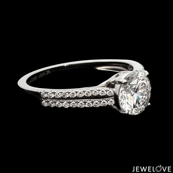 Jewelove™ Rings J VS / Women's Band only 1 Carat. Solitaire Platinum Diamond Split Shank Ring JL PT 1221