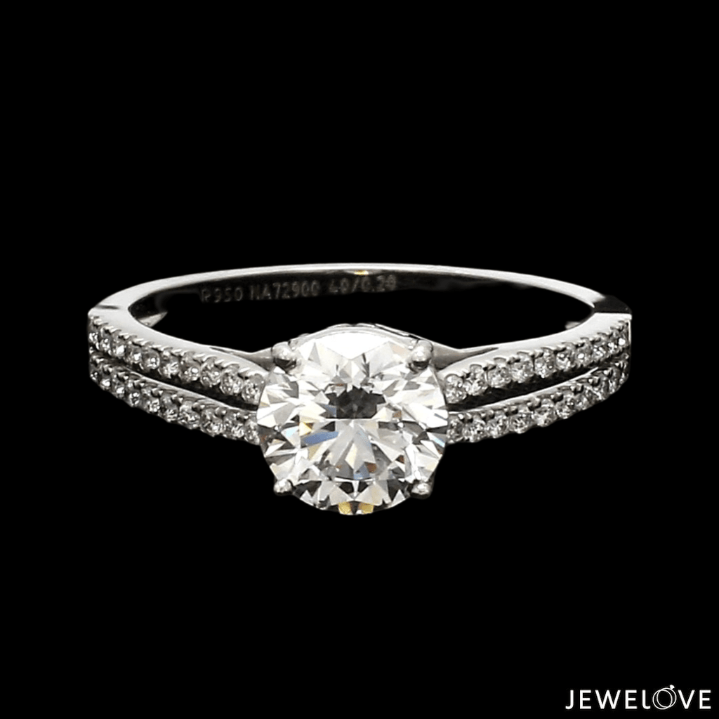 Jewelove™ Rings J VS / Women's Band only 1 Carat. Solitaire Platinum Diamond Split Shank Ring JL PT 1221