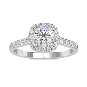 Jewelove™ Rings Women's Band only / VS J 1-Carat Solitaire Platinum Halo Diamond Shank Engagement Ring JL PT 0191-C