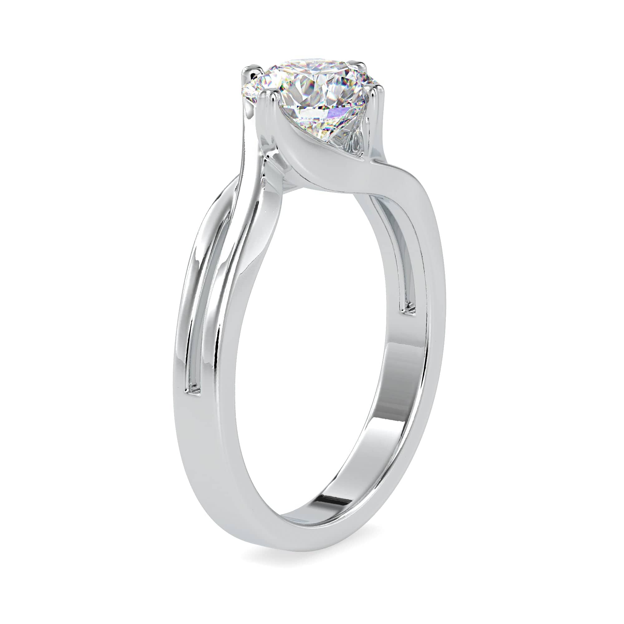 Jewelove™ Rings VS J / Women's Band only 1-Carat Solitaire Platinum Split Shank Ring JL PT 0178-C