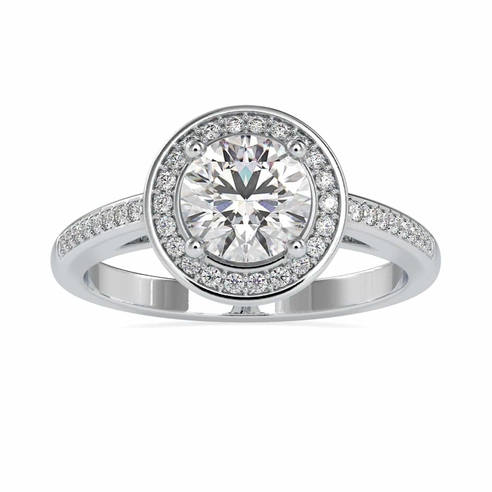 Jewelove™ Rings Women's Band only / VS J 1-Carat Solitaire Single Halo Diamond Shank Platinum Engagement Ring JL PT 0071-C