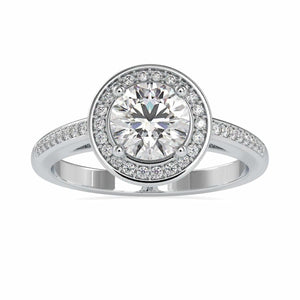 Jewelove™ Rings Women's Band only / VS J 1-Carat Solitaire Single Halo Diamond Shank Platinum Engagement Ring JL PT 0071-C