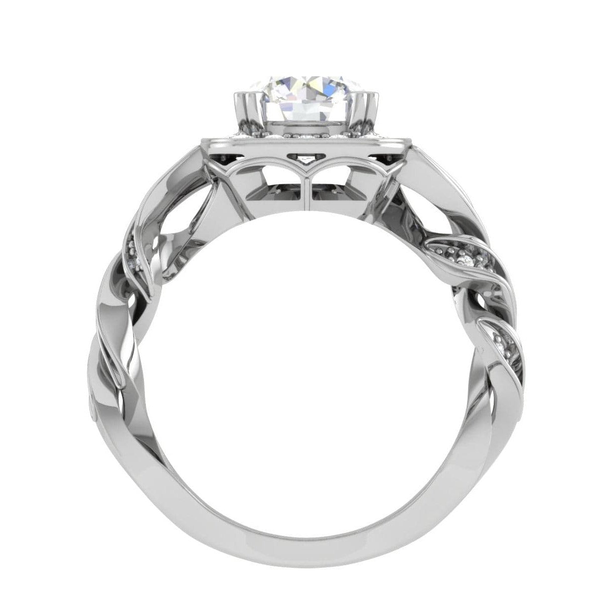 Jewelove™ Rings VS J / Women's Band only 1-Carat Solitaire Square Halo Diamond Twisted Shank Platinum Ring JL PT REHS1530-C