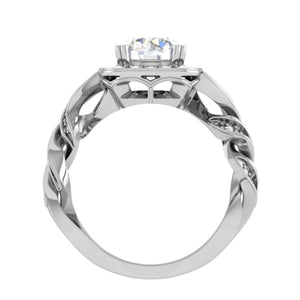 Jewelove™ Rings VS J / Women's Band only 1-Carat Solitaire Square Halo Diamond Twisted Shank Platinum Ring JL PT REHS1530-C