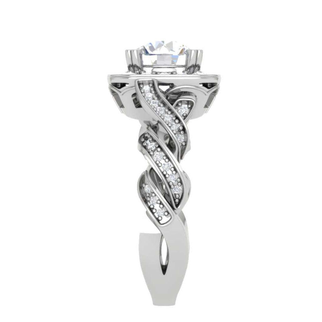 Jewelove™ Rings VS J / Women's Band only 1-Carat Solitaire Square Halo Diamond Twisted Shank Platinum Ring JL PT REHS1530-C