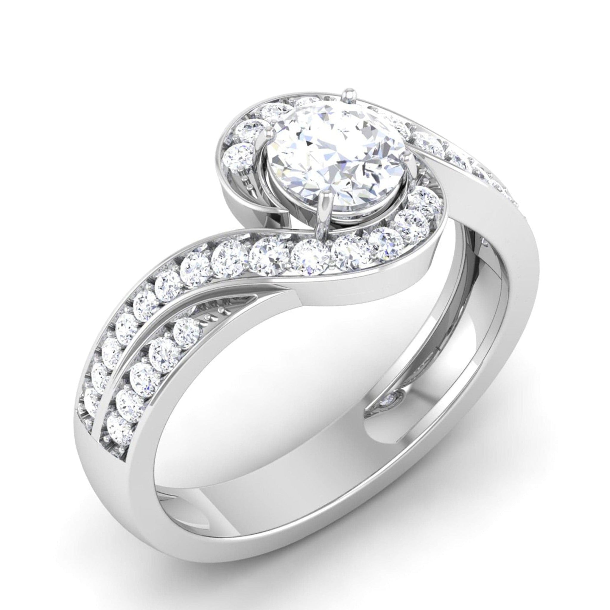 Jewelove™ Rings VS J / Women's Band only 1-Carat Solitaire Twisted Shank Diamond Platinum Ring JL PT RP RD 190-C