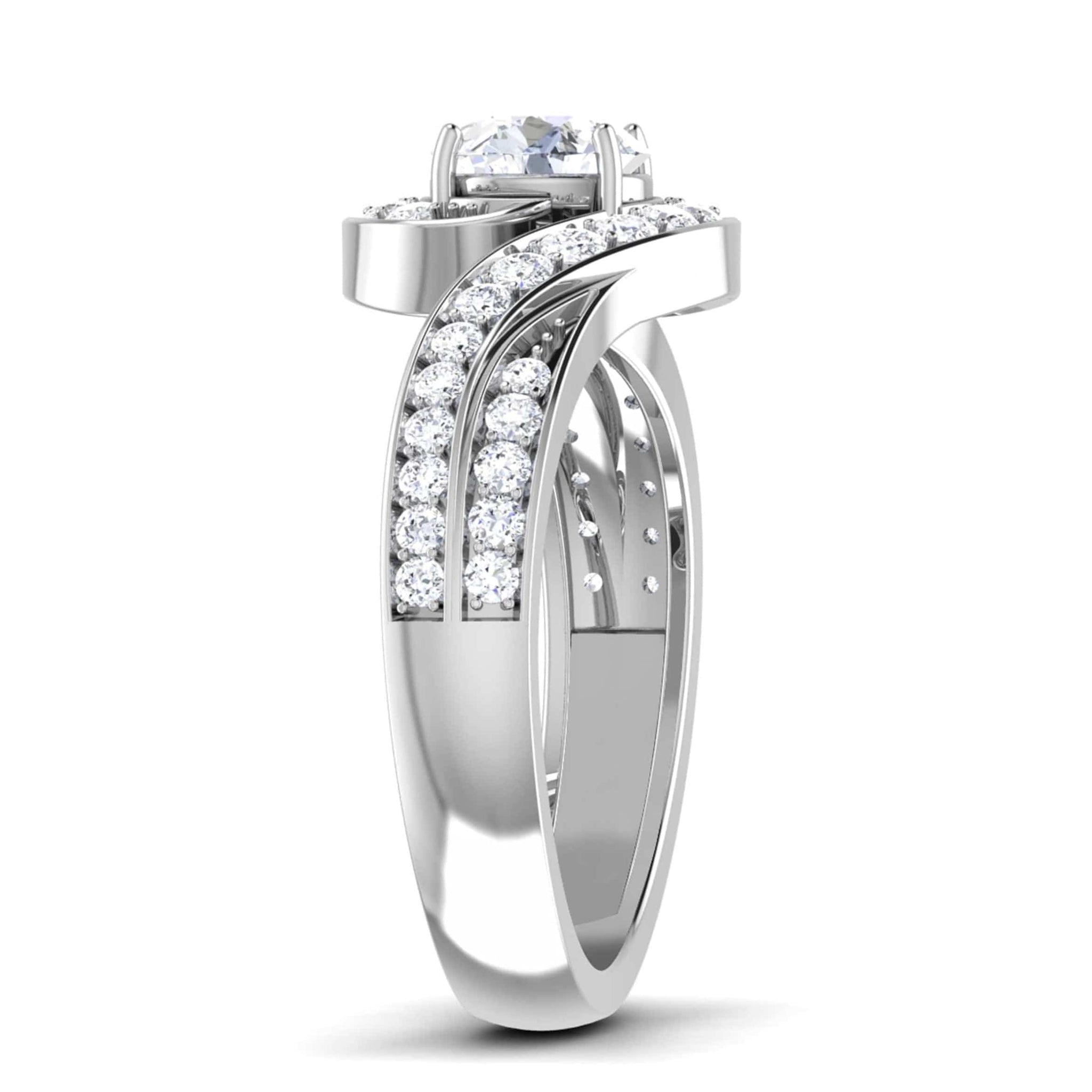 Jewelove™ Rings VS J / Women's Band only 1-Carat Solitaire Twisted Shank Diamond Platinum Ring JL PT RP RD 190-C