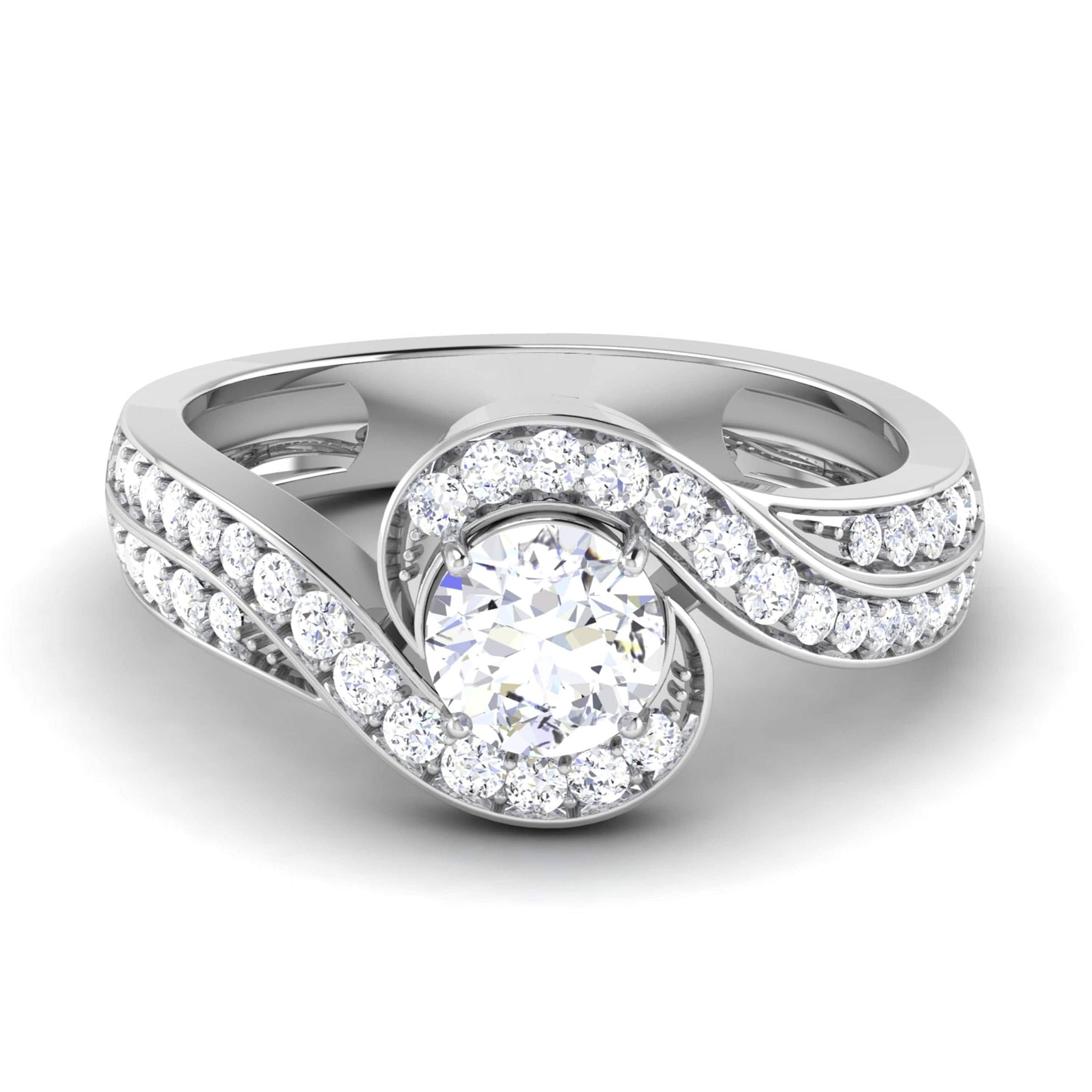 Jewelove™ Rings VS J / Women's Band only 1-Carat Solitaire Twisted Shank Diamond Platinum Ring JL PT RP RD 190-C