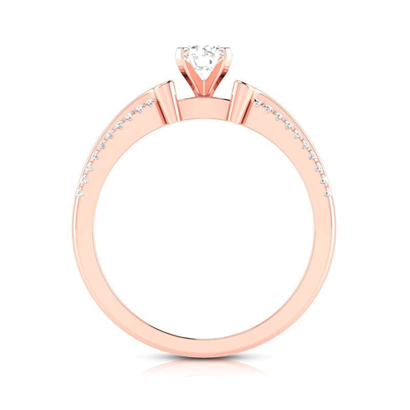 Jewelove™ Rings Women's Band only / VS J 1-Carat Solitaire with 2-Row Diamond Shank 18K Rose Gold Ring JL AU G 116R-C