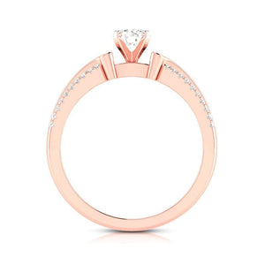 Jewelove™ Rings Women's Band only / VS J 1-Carat Solitaire with 2-Row Diamond Shank 18K Rose Gold Ring JL AU G 116R-C