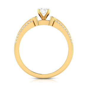 Jewelove™ Rings Women's Band only / VS J 1-Carat Solitaire with 2-Row Diamond Shank 18K Yellow Gold Ring JL AU G 116Y-C