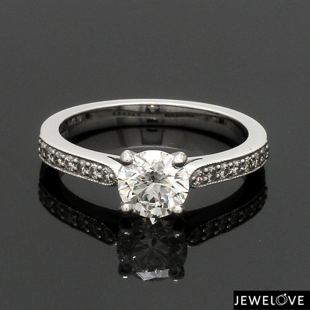 Jewelove™ Rings Women's Band only / VS J 1-Carat Solitaire with Diamond Accents Platinum Engagement Ring JL PT 1388-C