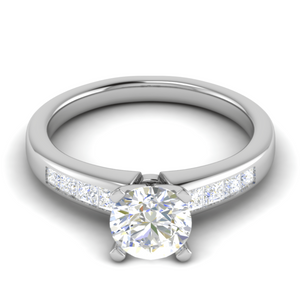 Jewelove™ Rings J VS / Women's Band only 1-Carat Solitaire with Princess cut Diamond Shank Platinum Ring JL PT RC PR 186-C