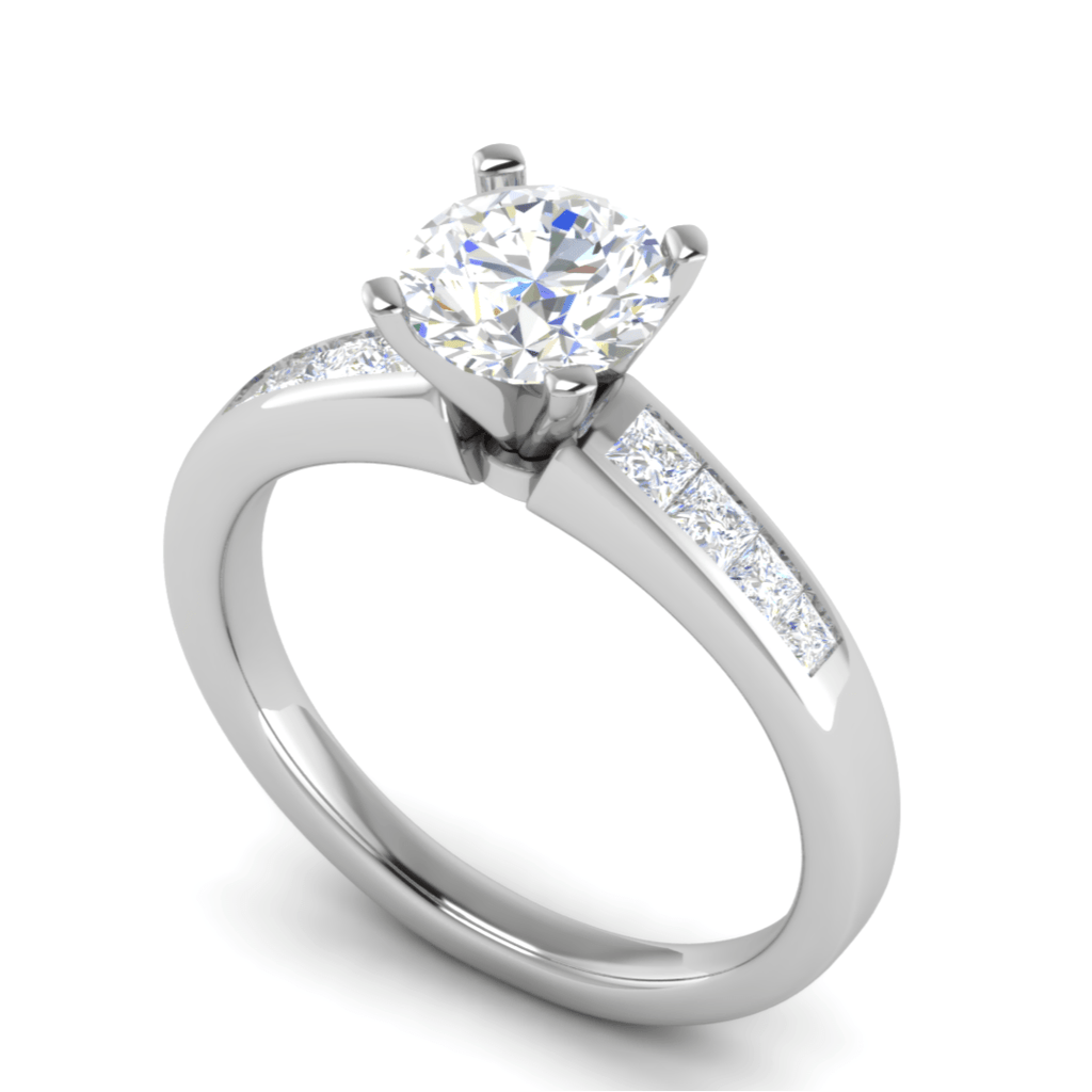 Jewelove™ Rings J VS / Women's Band only 1-Carat Solitaire with Princess cut Diamond Shank Platinum Ring JL PT RC PR 186-C