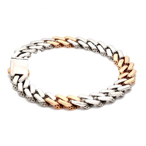 Jewelove™ Bangles & Bracelets 10.25mm Platinum Rose Gold Heavy Bracelet with Hi-Polish & Matte Finish for Men JL PTB 1179