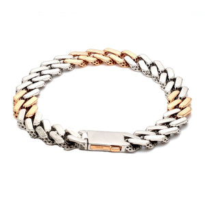 Jewelove™ Bangles & Bracelets 10.25mm Platinum Rose Gold Heavy Bracelet with Hi-Polish & Matte Finish for Men JL PTB 1179