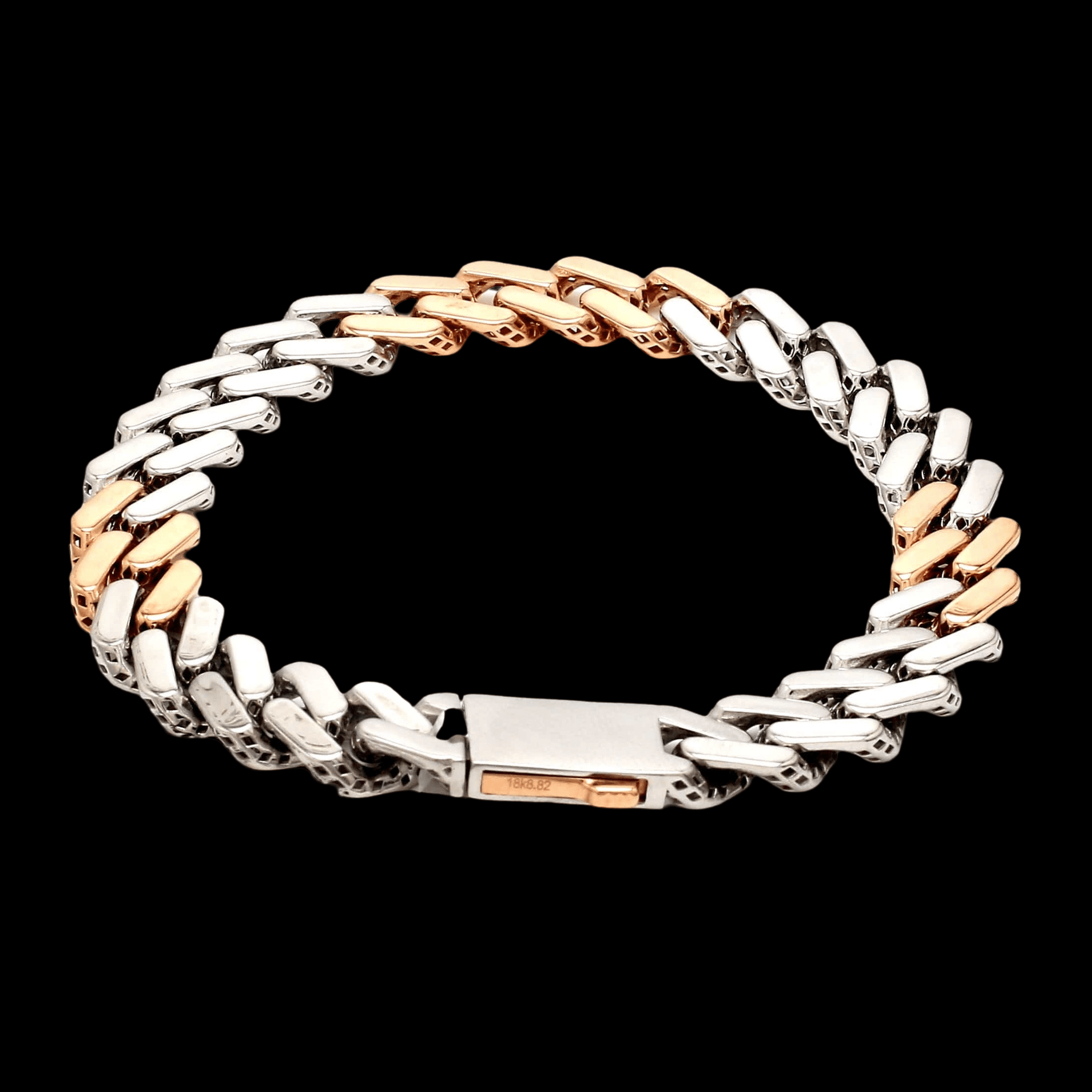 Jewelove™ Bangles & Bracelets 10.25mm Platinum Rose Gold Heavy Bracelet with Hi-Polish & Matte Finish for Men JL PTB 1179