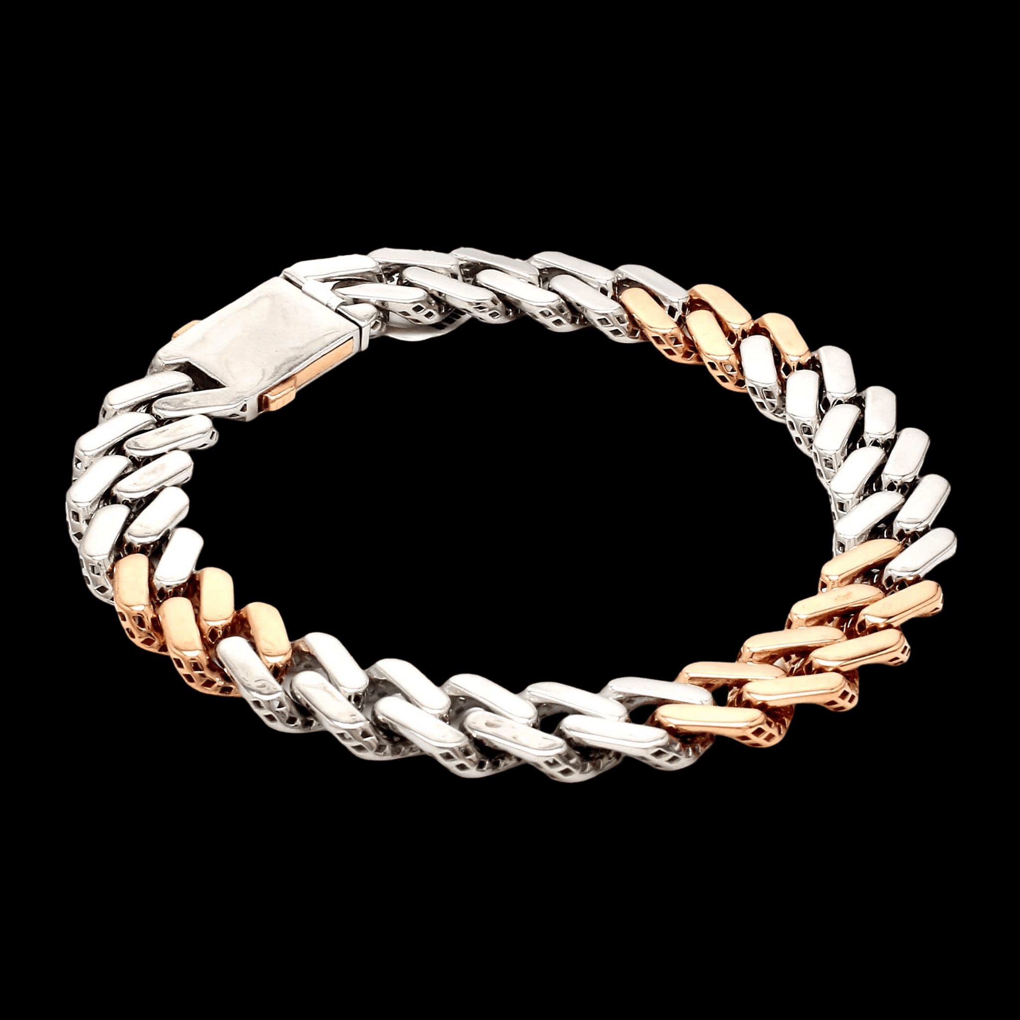 Jewelove™ Bangles & Bracelets 10.25mm Platinum Rose Gold Heavy Bracelet with Hi-Polish & Matte Finish for Men JL PTB 1179