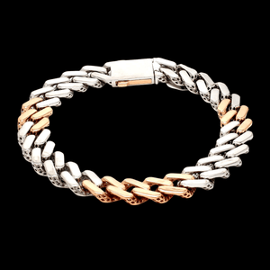 Jewelove™ Bangles & Bracelets 10.25mm Platinum Rose Gold Heavy Bracelet with Hi-Polish & Matte Finish for Men JL PTB 1179