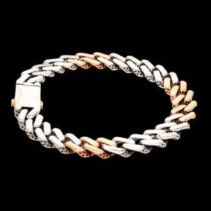 Jewelove™ Bangles & Bracelets 10.25mm Platinum Rose Gold Heavy Bracelet with Hi-Polish & Matte Finish for Men JL PTB 1179