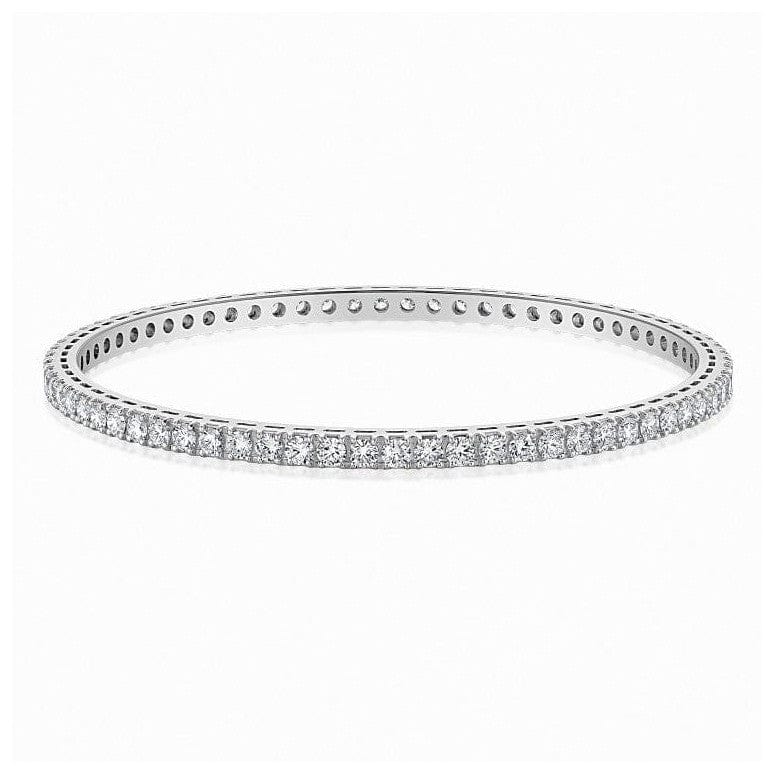 Jewelove™ Bangles & Bracelets Pair 10 Pointer Openable Single Line Diamond Bangle in 18K White Gold JL AU 616-A