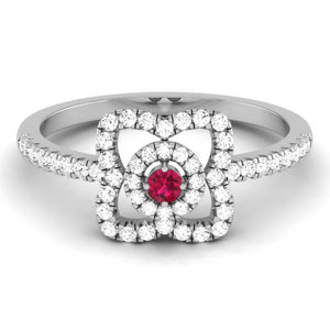 Jewelove™ Rings 10 Pointer Ruby Platinum Diamond Ring for Women JL PT R8182