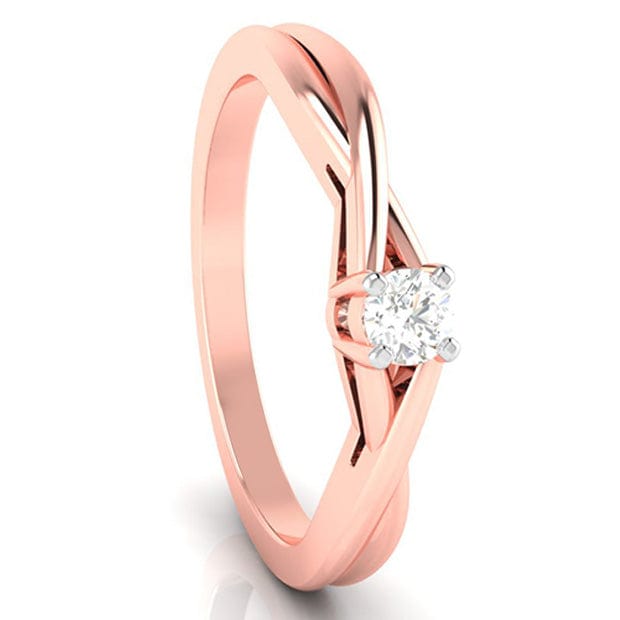 Jewelove™ Rings 10-Pointer Single Diamond Twisted Shank 18K Rose Gold Ring JL AU G 115R