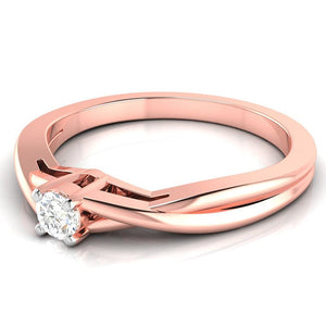 Jewelove™ Rings 10-Pointer Single Diamond Twisted Shank 18K Rose Gold Ring JL AU G 115R