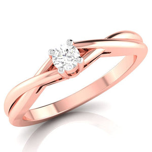 Jewelove™ Rings 10-Pointer Single Diamond Twisted Shank 18K Rose Gold Ring JL AU G 115R